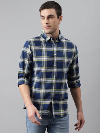 Men's Slim Fit Checkered Cotton Casual Shirt