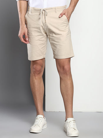 Men's Fawn Slim Fit Mid Rise Casual Cotton Shorts