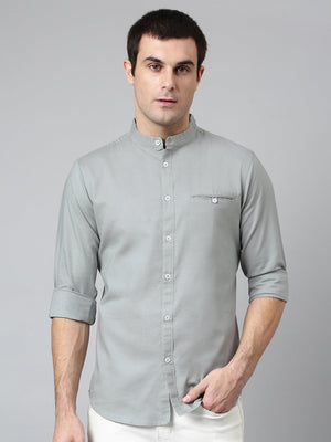 Dennis Lingo Men's Solid Slim Fit Cotton Casual Shirt With Cut Pocket