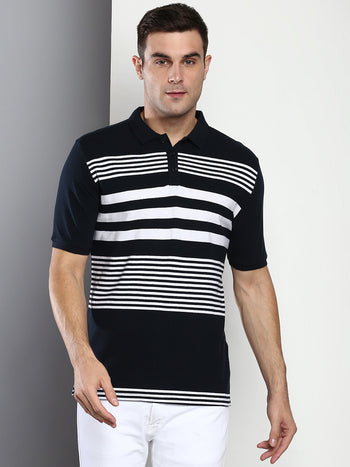 Men's Navy Slim Fit Cotton Polo Tshirt