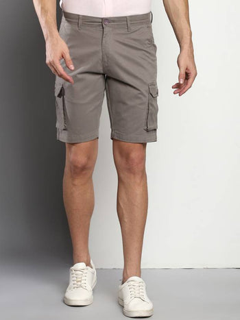 Men's Grey Slim Fit Cargo Shorts