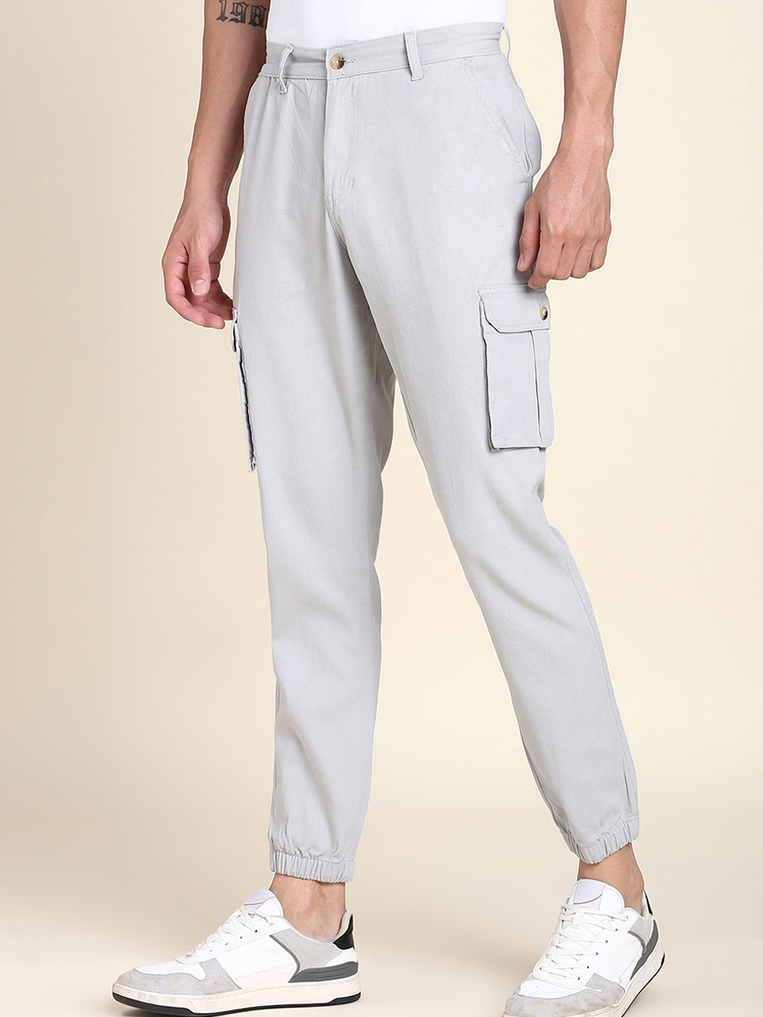 Light grey cargo online joggers