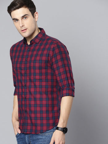 Men's Cotton Checkered Slim Fit Casual Shirt With Chest Pocket Full Sleeve Shirt For Formal & Casual Wear