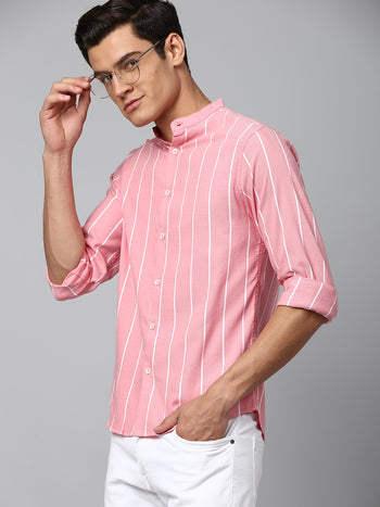 Men's Pink Slim Fit  Casual Shirt