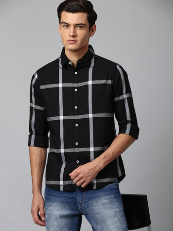 Men's Black Slim Fit Oxford Casual Shirt