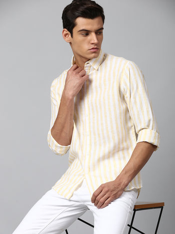 Men's Lemon Slim Fit Linen Casual Shirt