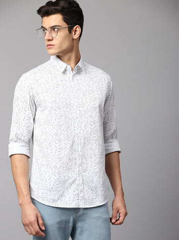 Men's White Slim Fit Casual Shirt