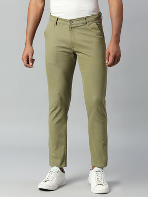 Dennis Lingo Men's Tapered Fit Cotton Chinos (Light Olive)