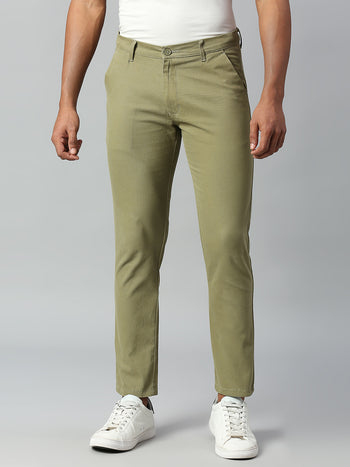 Men's Tapered Fit Cotton Chinos (Light Olive)