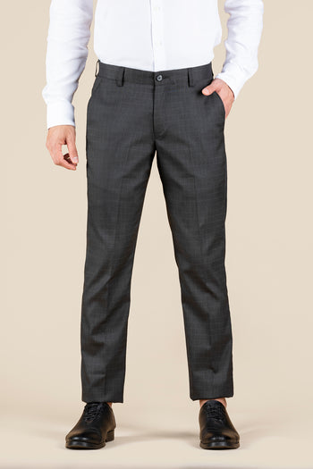 Men's Brown Checkered Formal Trousers