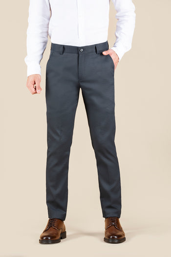 Men's Navy Solid Formal Trousers