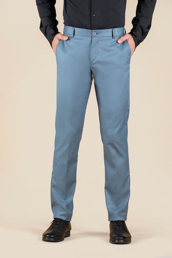 Men's Grey Solid Formal Trousers