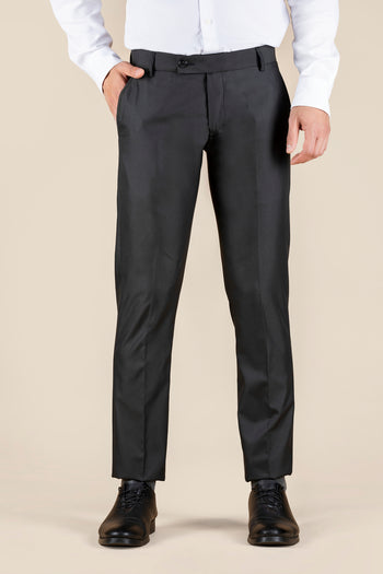 Men's Black Slim Fit Non Stretch Formal Trouser With Flat Front