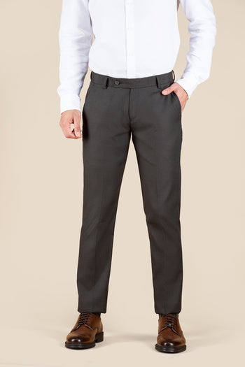 Men's Dark Brown Solid Formal Trousers