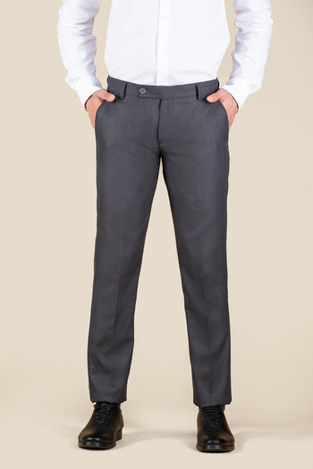 Men's Grey Solid Formal Trousers