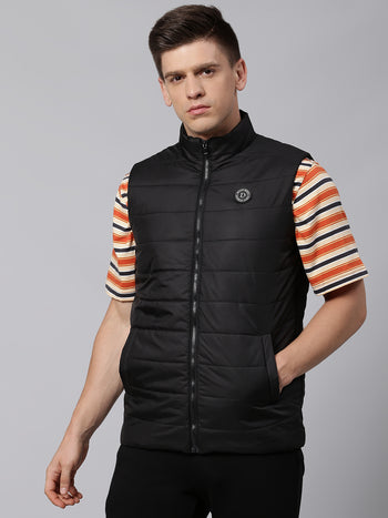 Men's Black Regular Fit Winterwear Jackets