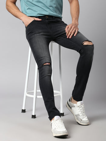 Men's Slim Fit Stretchable Black Denim Jeans