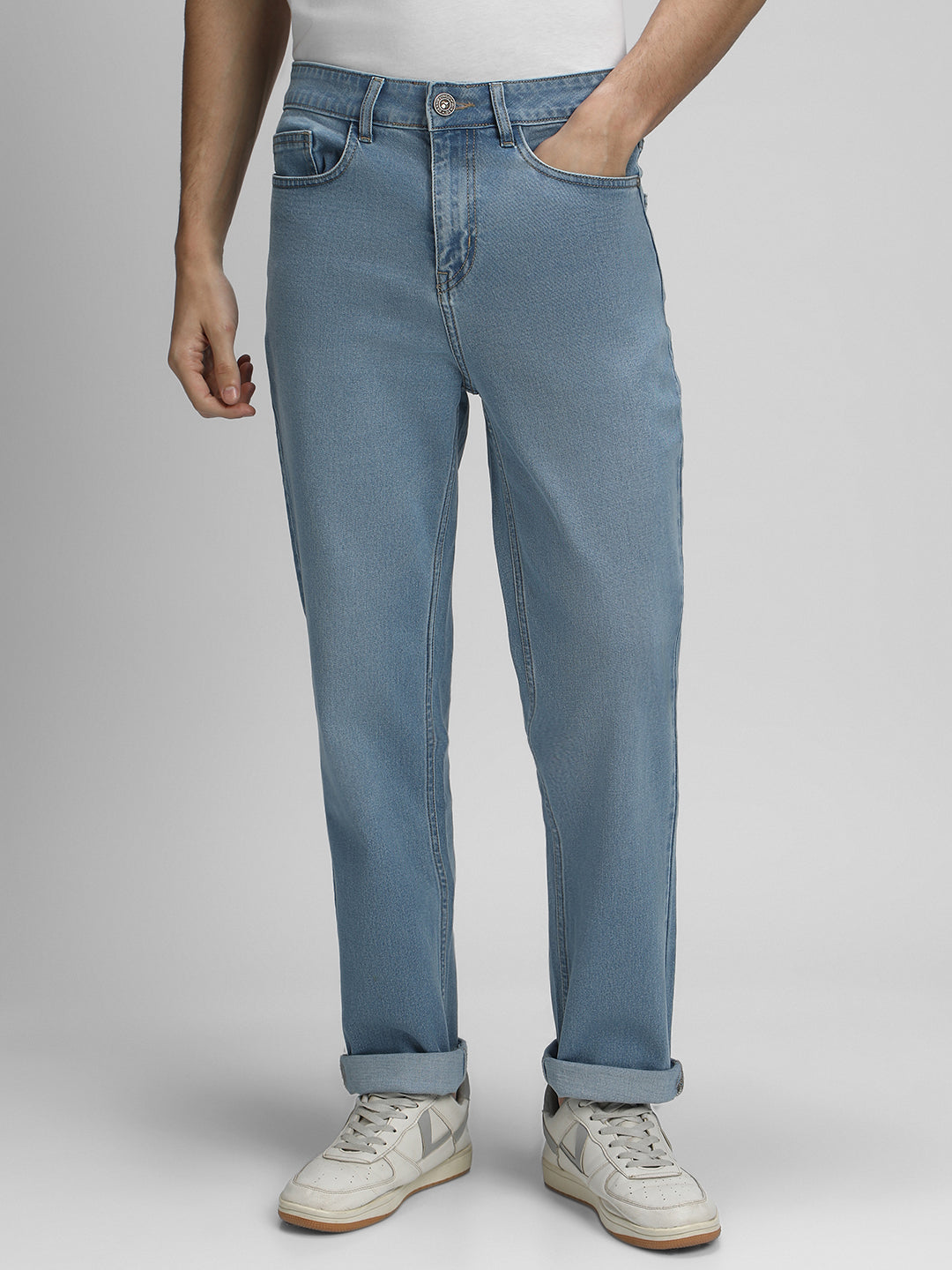 Dennis Lingo Men's Straight Fit Washed Indigo Stretchable Jeans ...