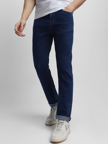 Men's Straight Fit Washed Indigo Stretchable Jeans