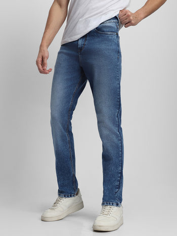 Men's Straight Fit Washed Indigo Stretchable Jeans