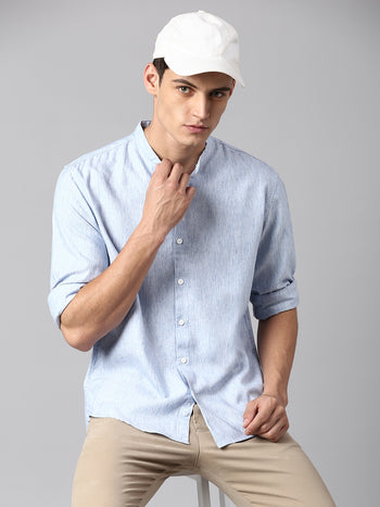 Men's Light Blue Solid Shirts