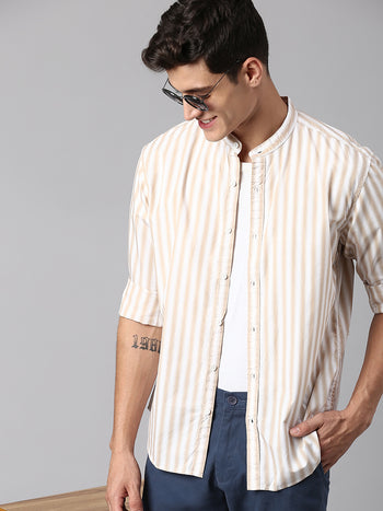 Men's Beige Stripe Shirts