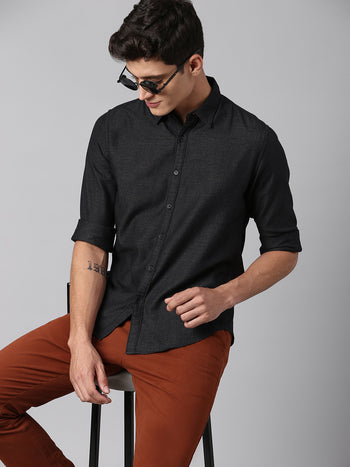 Men's Black Slim Fit Casual Shirt