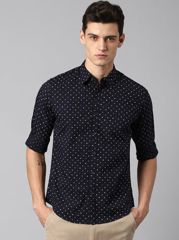 Men's Navyblue Slim Fit Casual Shirt