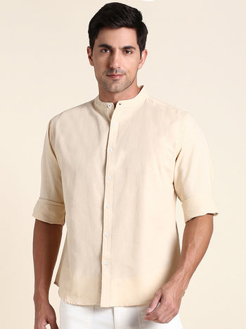 Men's Comfortable And Stylish Beige  Casual Shirt