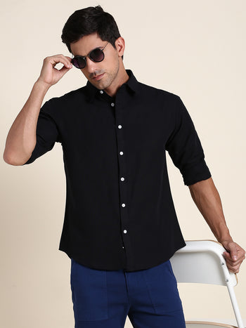 Men's Comfortable And Stylish Black Casual Shirt