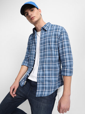 Men's Mid Blue Casual Shirts