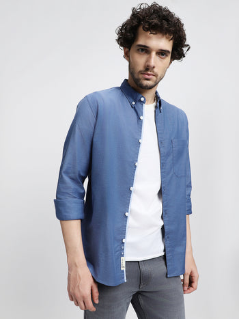 Men's Mid Blue Casual Shirts