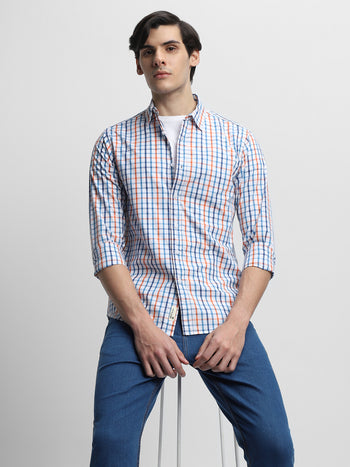 Men's Red checks Spread collar Casual Shirt