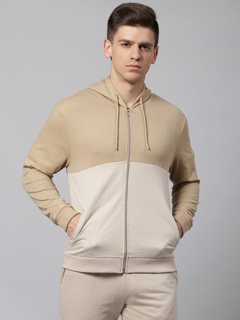 Men's Khaki Regular Fit Winterwear Hoodie