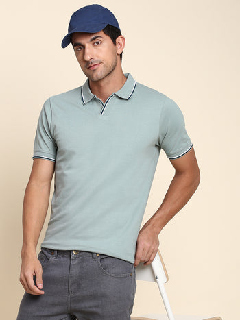 Men's Comfortable And Stylish Teal Casual Polo Tshirt