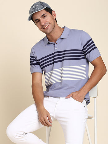 Men's Comfortable And Stylish Blue Casual Polo Tshirt