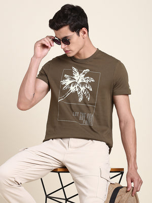 Men's Olive Print T-Shirts