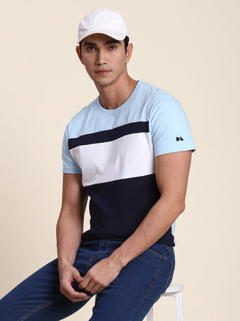 Men's Soft And Stretchy Fabric Navy Casual Crew Neck Tshirt