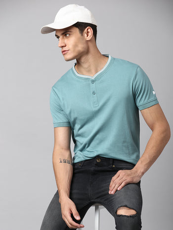 Men's Sea Green Solid T-shirt