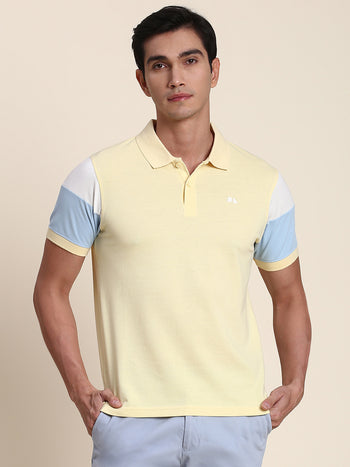 Men's Soft And Stretchy Fabric Yellow Casual Polo Tshirt