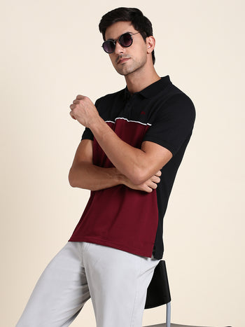 Men's Soft And Stretchy Fabric Black Casual Polo Tshirt