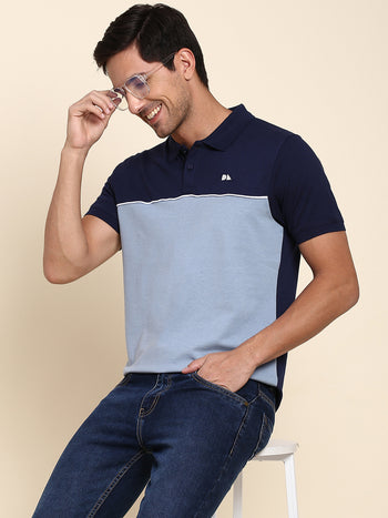 Men's Soft And Stretchy Fabric Navy Casual Polo Tshirt