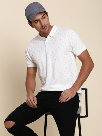 Men's Soft And Stretchy Fabric White Casual Polo Tshirt