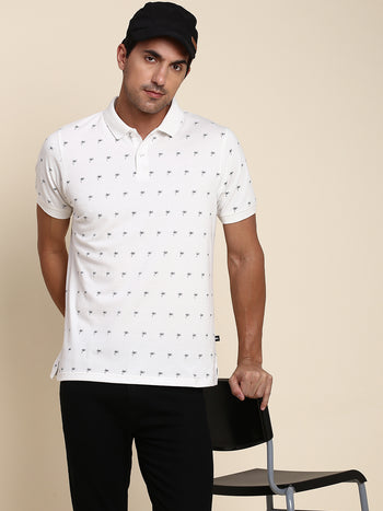 Men's Soft And Stretchy Fabric Offwhite Casual Polo Tshirt