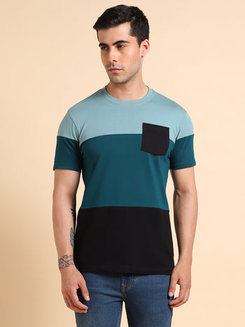 Dennis Lingo Colourblocked Pure Cotton Slim Fit T-shirt