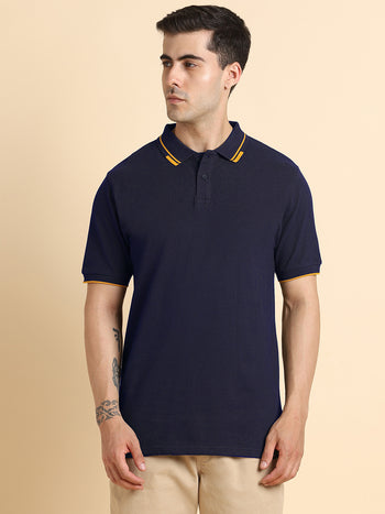 Men's Navy Polo Collar T-shirt