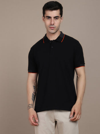 Dennis Lingo Men Striped Polo Collar Pure Cotton T-shirt