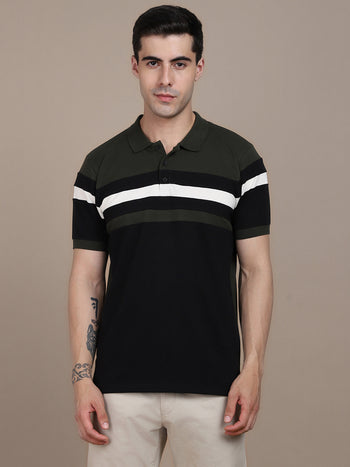 Dennis Lingo Striped Polo Collar Pure Cotton T-shirt