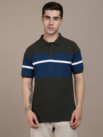 Dennis Lingo Striped Polo Collar Pure Cotton T-shirt