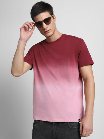 Men's Crew Neck Dyed Half sleeves Red T-Shirt